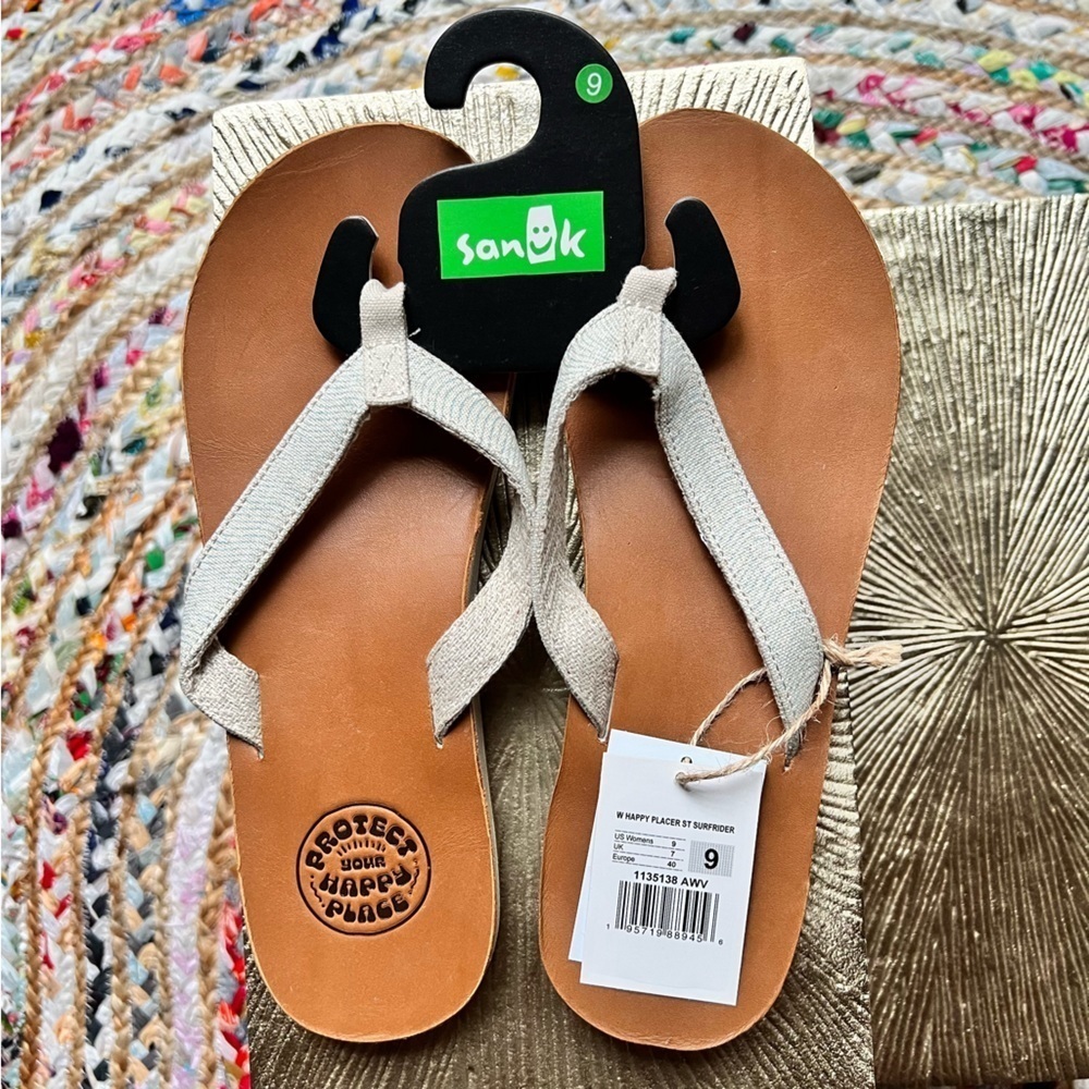 Size 9 Sanuk Womens Happy Placer ST Surfrider Aqua Wave - NWT